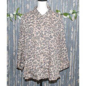 NWT Cato Women's Plus 22W 24W Animal Print Button Up Shirt Top Long Sleeve Casua